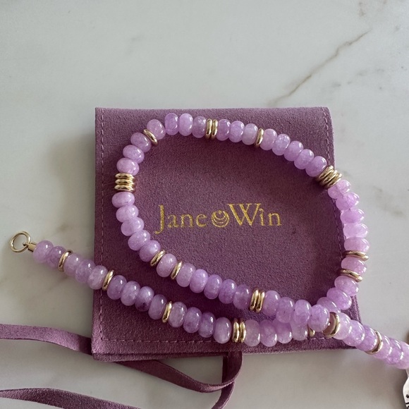 Jane Win lavender Beaded Necklace with Gold Accents - Picture 1 of 5